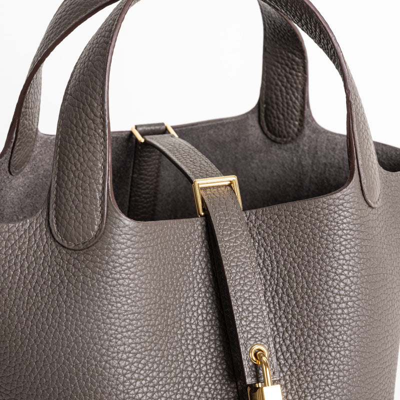 PICOTIN 18 LOCK CLEMENCE LEATHER ETAIN WITH GOLD HARDWARE (GHW)