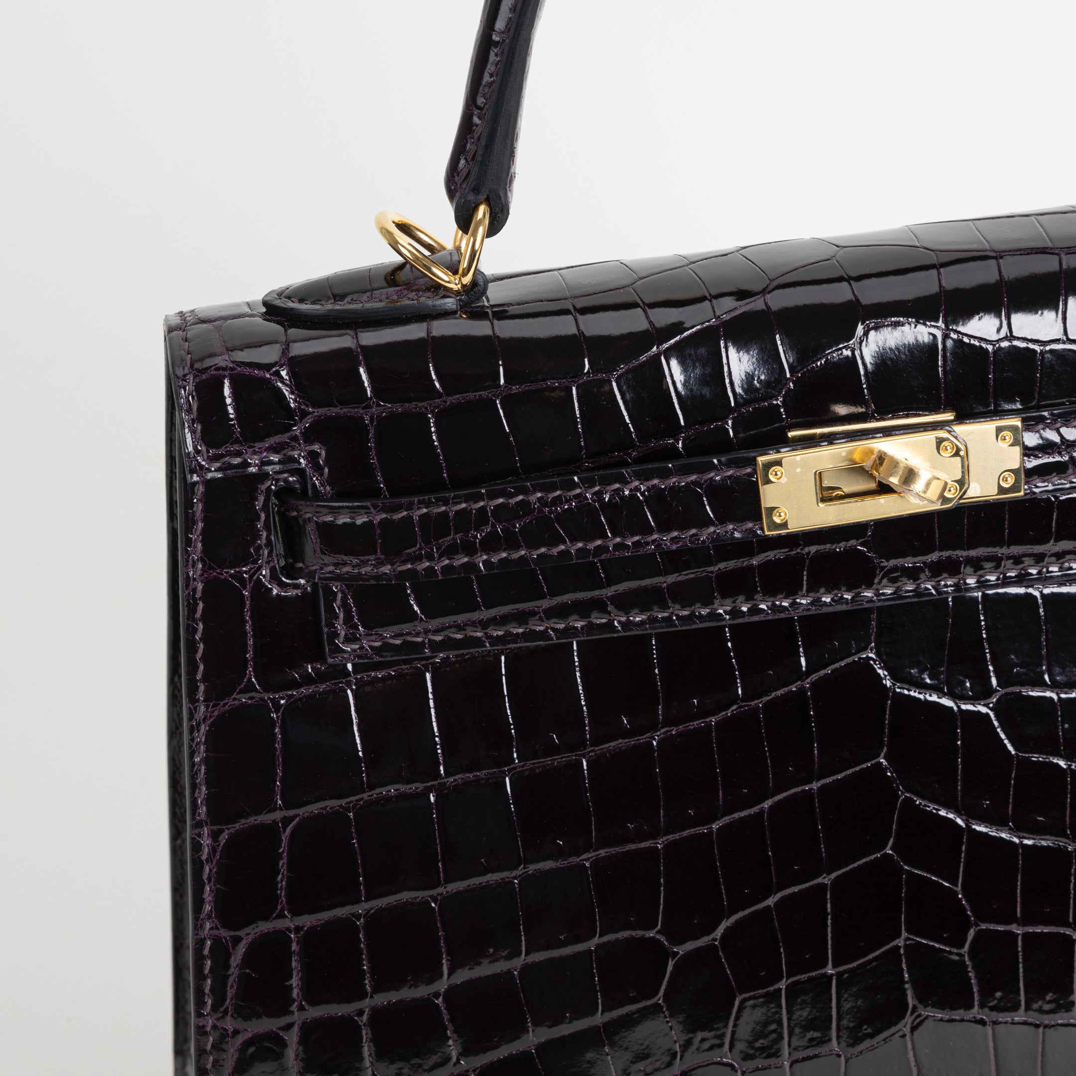 KELLY 25 SHINY (LISSE) NILOTICUS CROCODILE LEATHER CASSIS WITH GOLD HARDWARE (GHW)