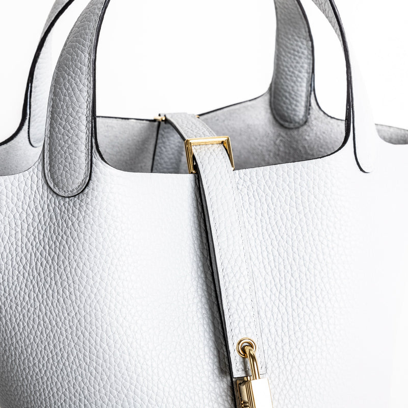 PICOTIN 18 LOCK CLEMENCE LEATHER BLEU PALE WITH GOLD HARDWARE (GHW)