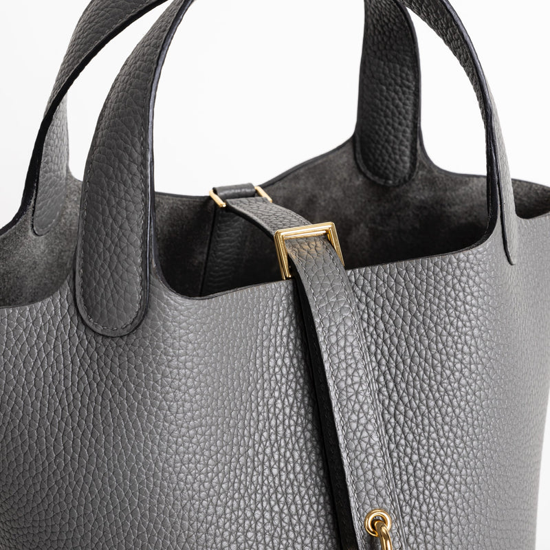 PICOTIN 18 LOCK CLEMENCE LEATHER GRIS MEYER WITH GOLD HARDWARE (GHW)