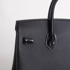 BIRKIN 25 TOUCH LIZARD LEATHER & TOGO LEATHER NOIR (BLACK) WITH PALLADIUM HARDWARE (PHW)