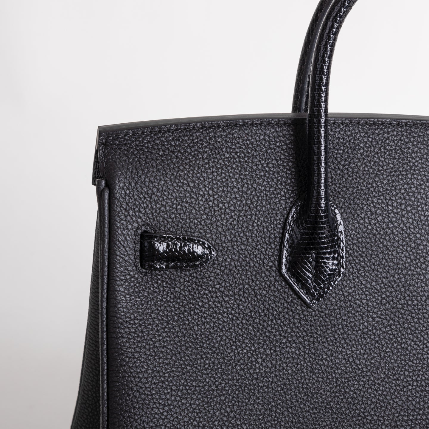 BIRKIN 25 TOUCH LIZARD LEATHER & TOGO LEATHER NOIR (BLACK) WITH PALLADIUM HARDWARE (PHW)
