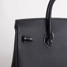 BIRKIN 25 TOUCH LIZARD LEATHER & TOGO LEATHER NOIR (BLACK) WITH PALLADIUM HARDWARE (PHW)