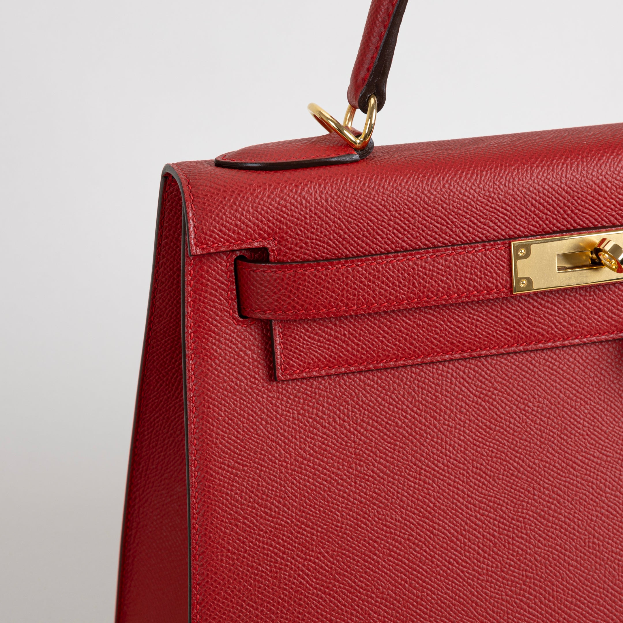 KELLY 28 EPSOM LEATHER ROUGE CASAQUE WITH GOLD HARDWARE (GHW)