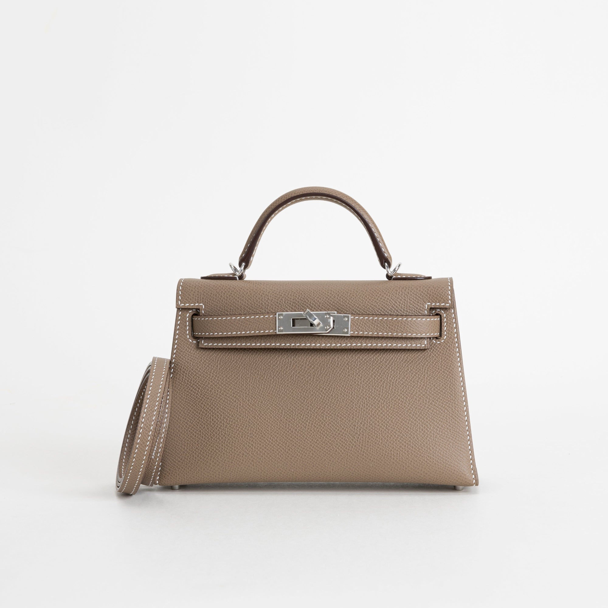MINI KELLY II (20) EPSOM LEATHER ETOUPE WITH PALLADIUM HARDWARE (PHW)