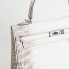 KELLY 25 NILOTICUS CROCODILE (MATTE) LEATHER HIMALAYA WITH PALLADIUM HARDWARE (PHW)