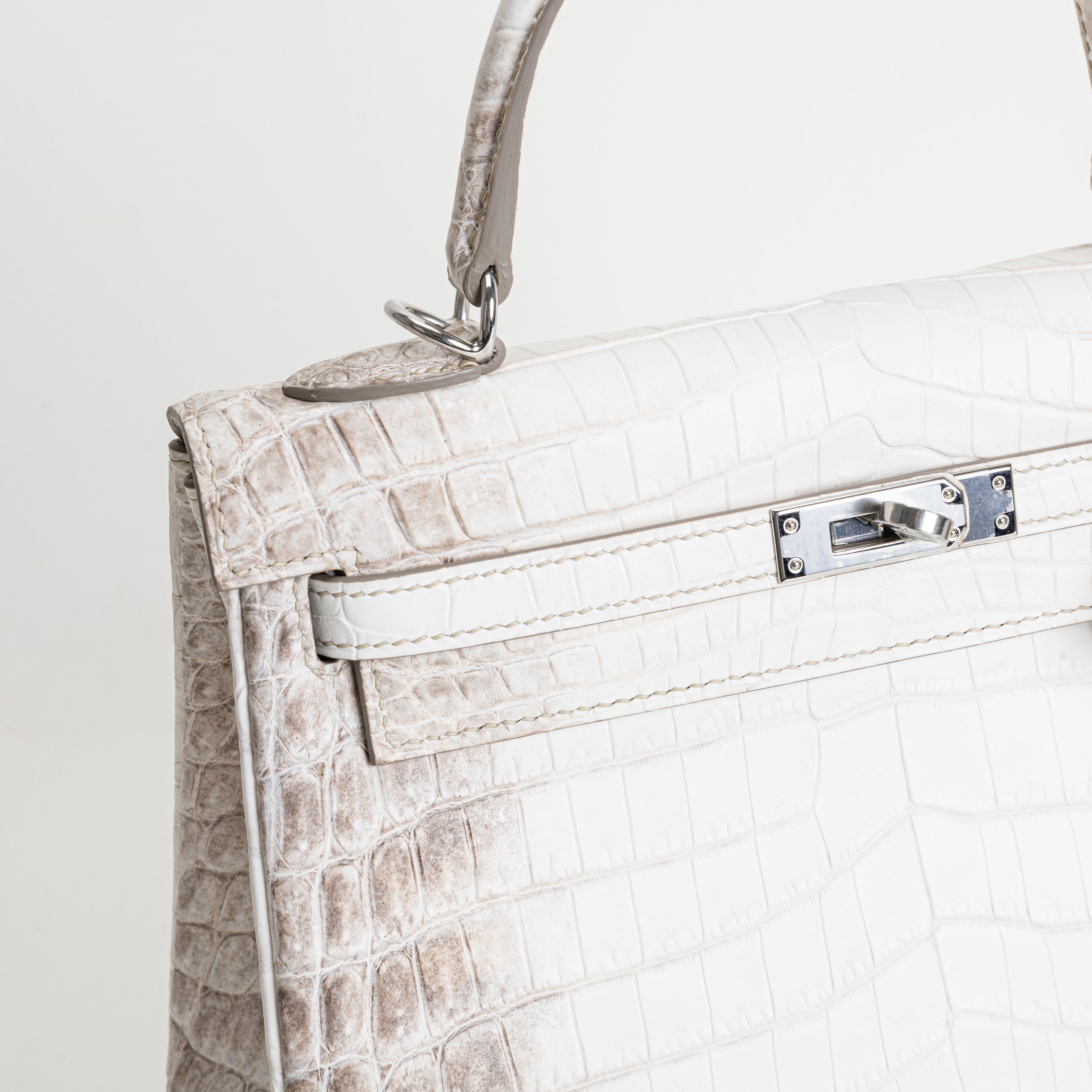 KELLY 25 NILOTICUS CROCODILE (MATTE) LEATHER HIMALAYA WITH PALLADIUM HARDWARE (PHW)