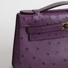 KELLY POCHETTE OSTRICH LEATHER ANEMONE WITH ROSE GOLD HARDWARE (RGHW)