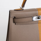 MINI KELLY II (20) CASAQUE EPSOM LEATHER SESAME & ETOUPE & BLEU INDIGO WITH PALLADIUM HARDWARE (PHW)