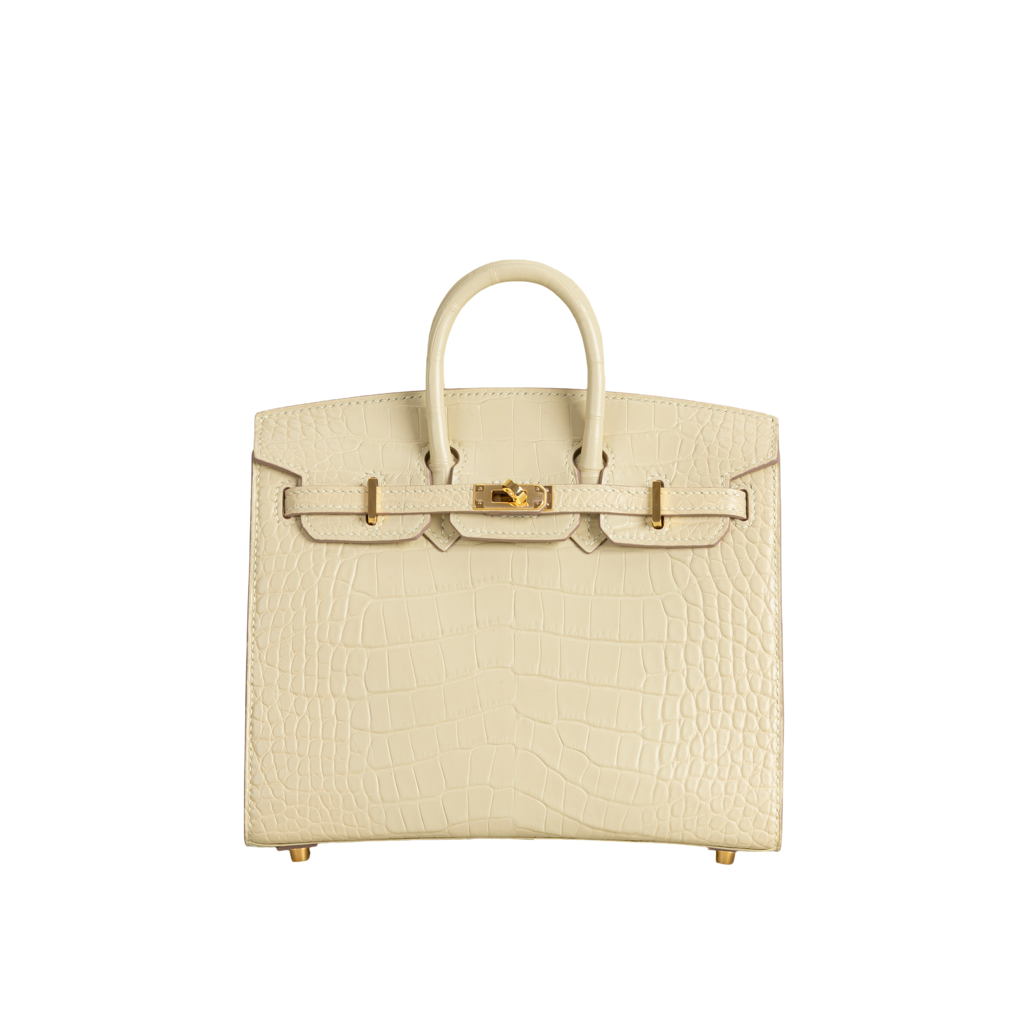 BIRKIN 20 (SELLIER SHAPE) MATTE MISSISSIPPIENSIS ALLIGATOR LEATHER VANILLA WITH GOLD HARDWARE (GHW)