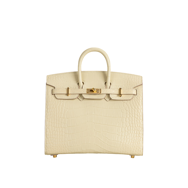 BIRKIN 20 (SELLIER SHAPE) MATTE MISSISSIPPIENSIS ALLIGATOR LEATHER VANILLA WITH GOLD HARDWARE (GHW)
