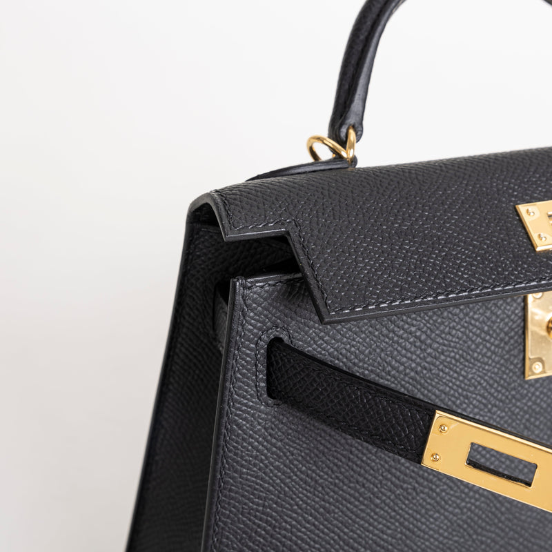 MINI KELLY II (20) EPSOM LEATHER NOIR (BLACK) WITH GOLD HARDWARE (GHW)