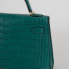 MINI KELLY II (20) MATTE MISSISSIPPIENSIS ALLIGATOR LEATHER MALACHITE WITH GOLD HARDWARE (GHW)