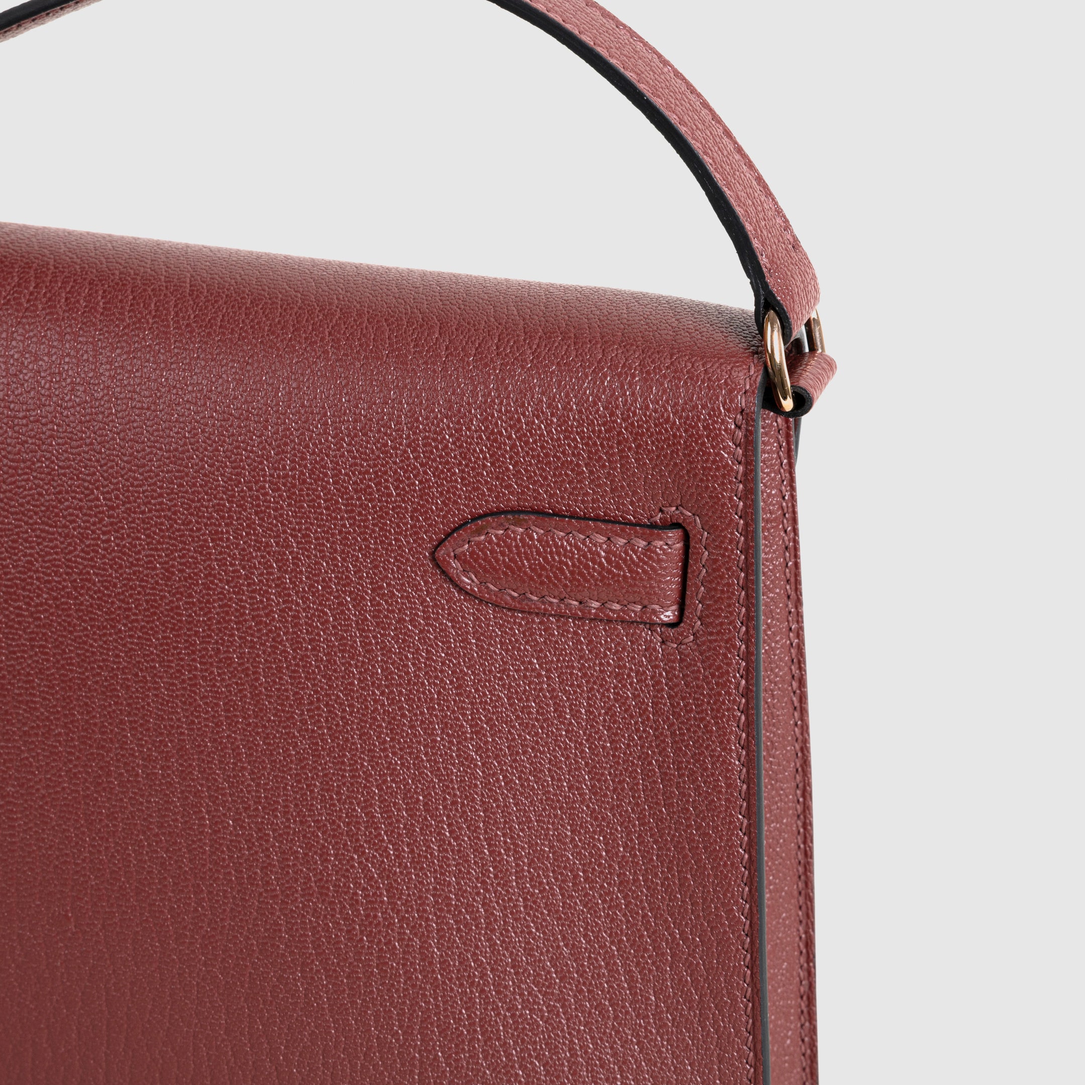 KELLY ELAN CHEVRE LEATHER ROUGE H WITH ROSE GOLD HARDWARE (RGHW)