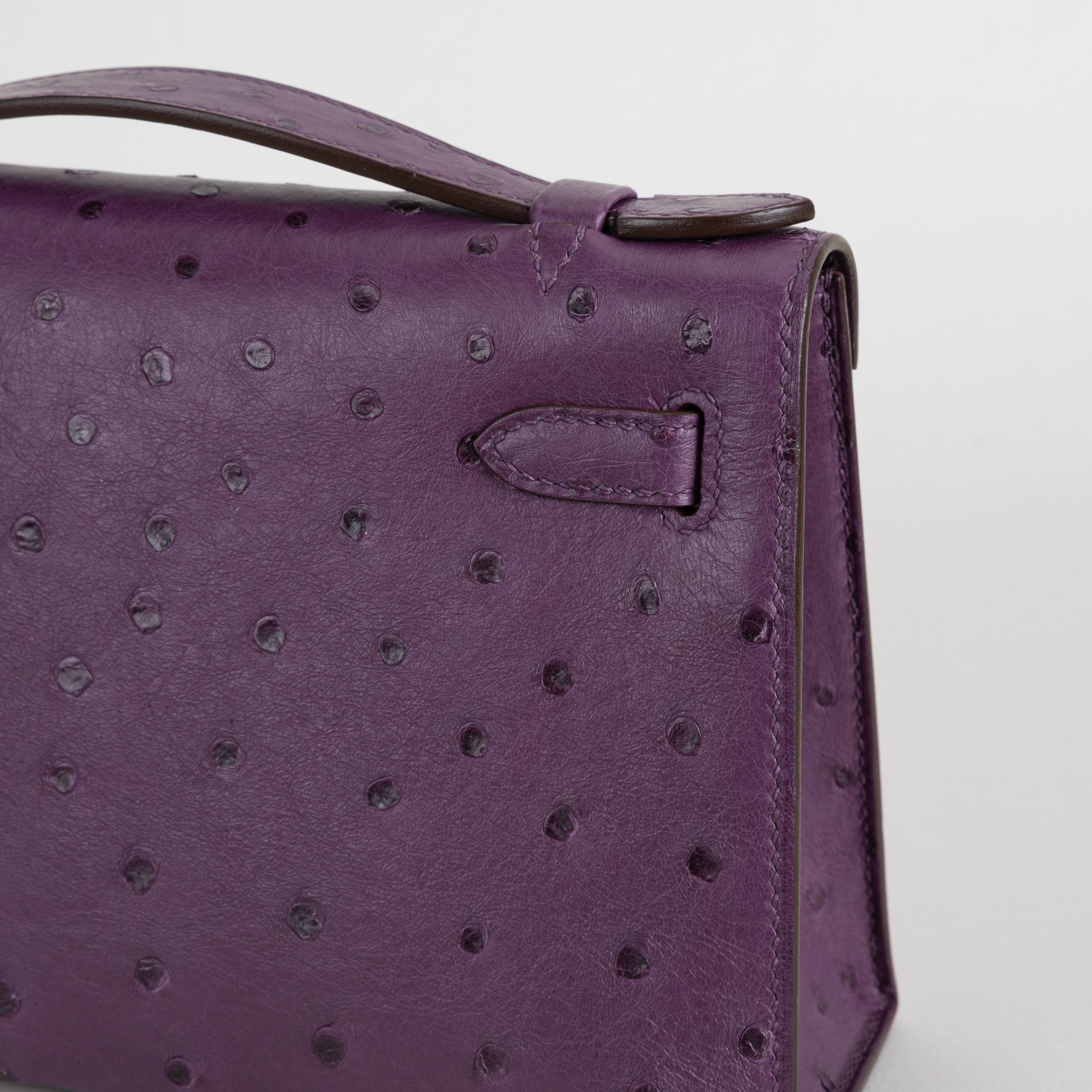 KELLY POCHETTE OSTRICH LEATHER ANEMONE WITH ROSE GOLD HARDWARE (RGHW)