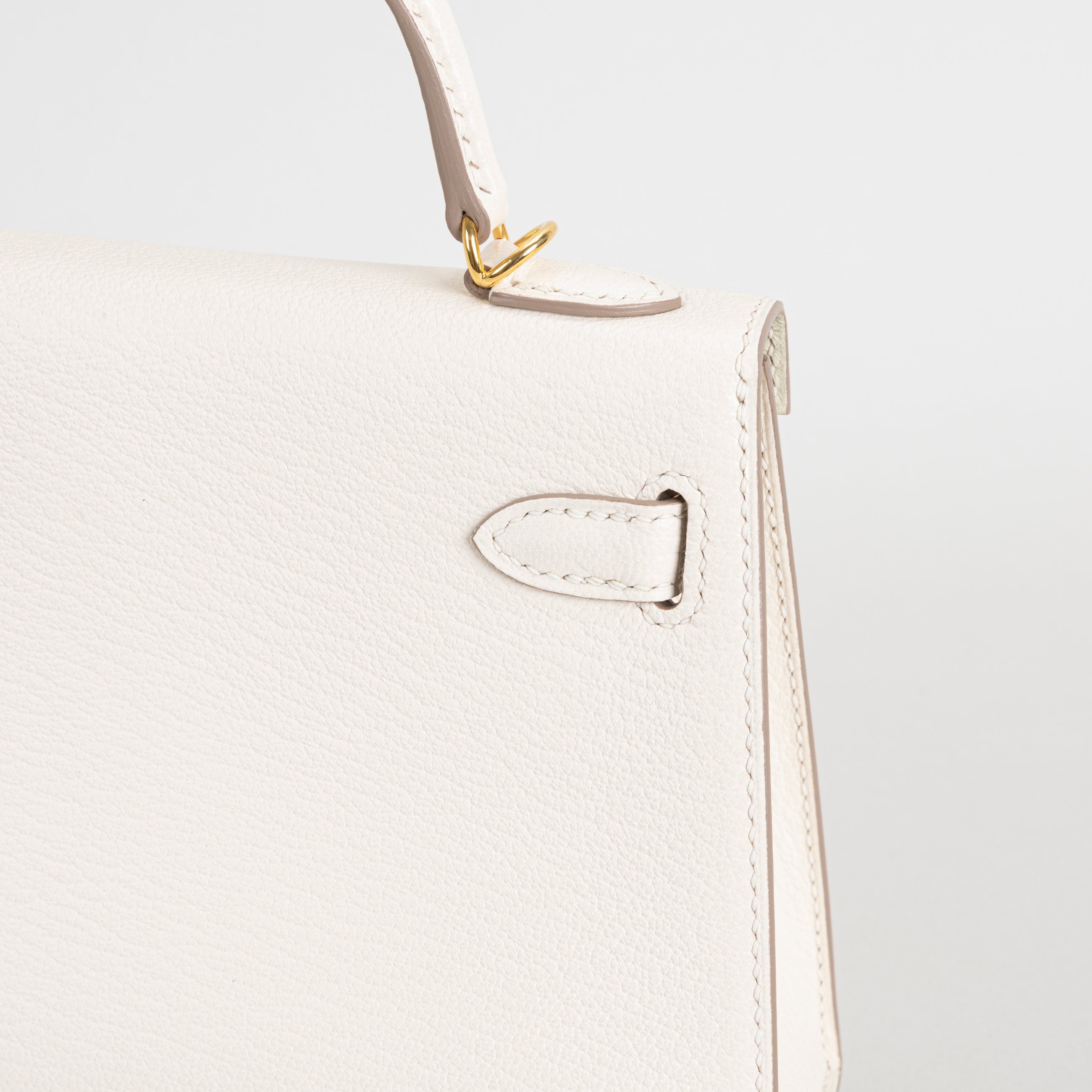 MINI KELLY II (20) CHEVRE LEATHER CRAIE WITH GOLD HARDWARE (GHW)