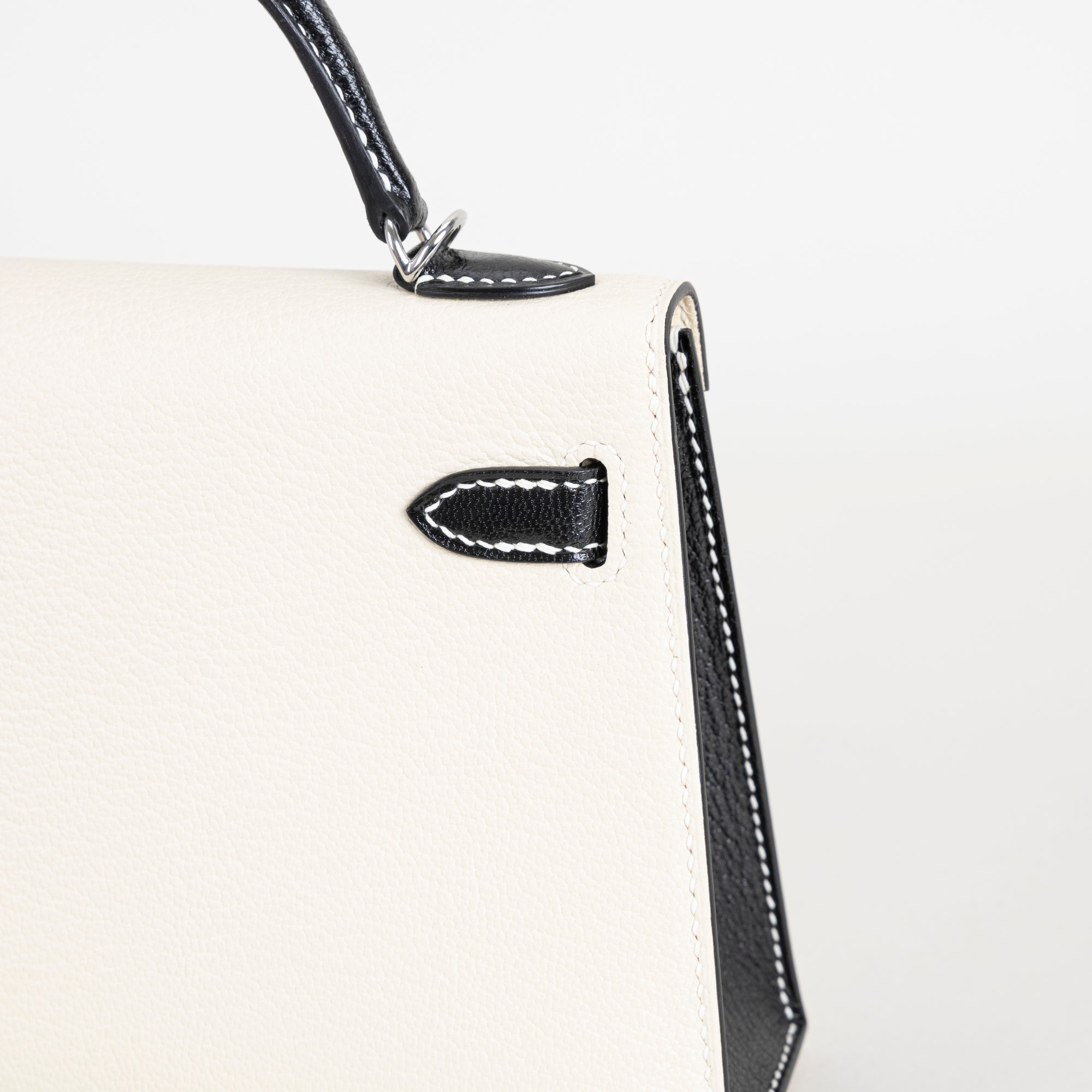 MINI KELLY II (20) CHEVRE LEATHER HORSESHOE STAMP (HSS) CRAIE & NOIR (BLACK) WITH PALLADIUM HARDWARE (PHW)