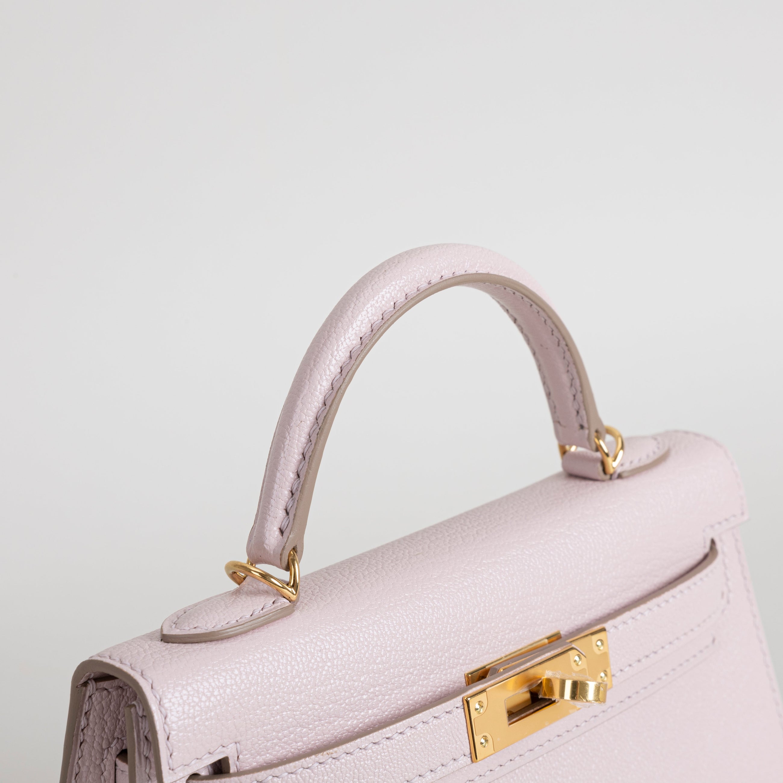 MINI KELLY II (20) CHEVRE LEATHER ROSE DARLING WITH GOLD HARDWARE (GHW)