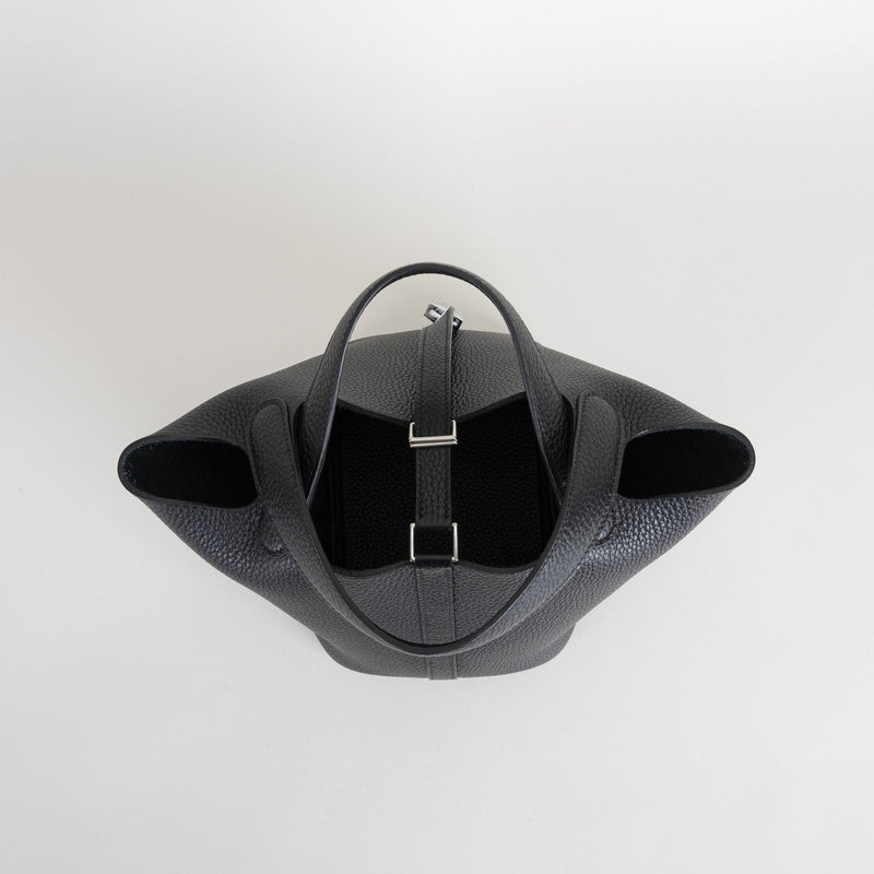 PICOTIN 18 LOCK CLEMENCE LEATHER NOIR (BLACK) WITH PALLADIUM HARDWARE (PHW)