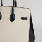 BIRKIN 25 EPSOM LEATHER (SELLIER SHAPE) HORSESHOE STAMP (HSS) BI-COLOR NATA & NOIR (BLACK) WITH PALLADIUM HARDWARE (PHW)