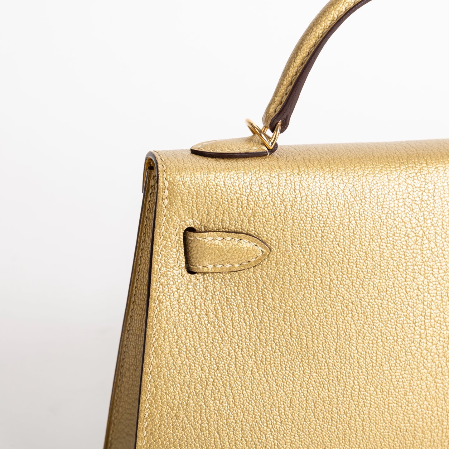 MINI KELLY II (20) CHEVRE LEATHER METALLIC DORE WITH GOLD HARDWARE (GHW)
