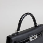 MINI KELLY II (20) TOUCH SHINY MISSISSIPPIENSIS ALLIGATOR LEATHER & EPSOM LEATHER NOIR (BLACK) WITH PALLADIUM HARDWARE (PHW)