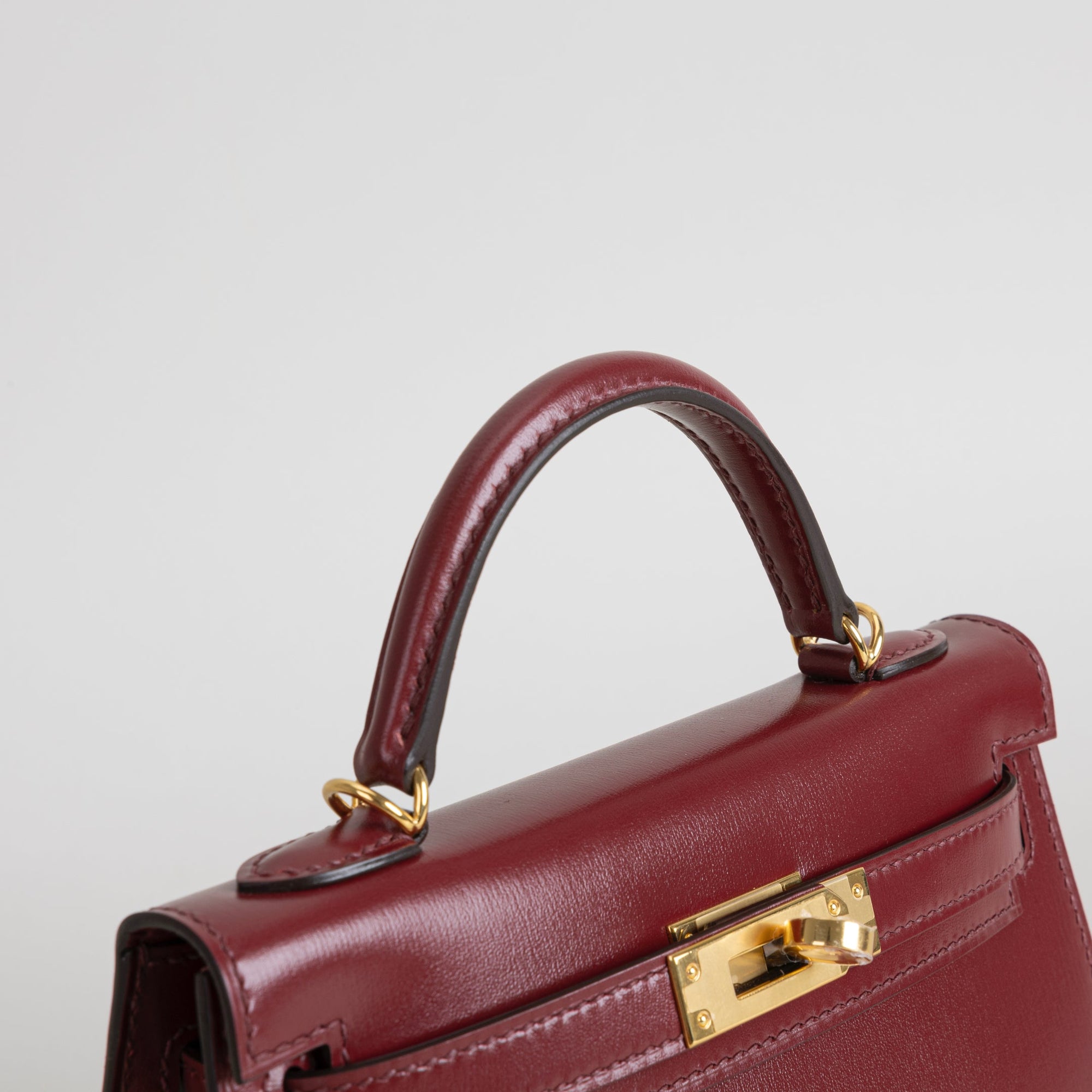 MINI KELLY II (20) BOX CALF LEATHER ROUGE H WITH GOLD HARDWARE (GHW)