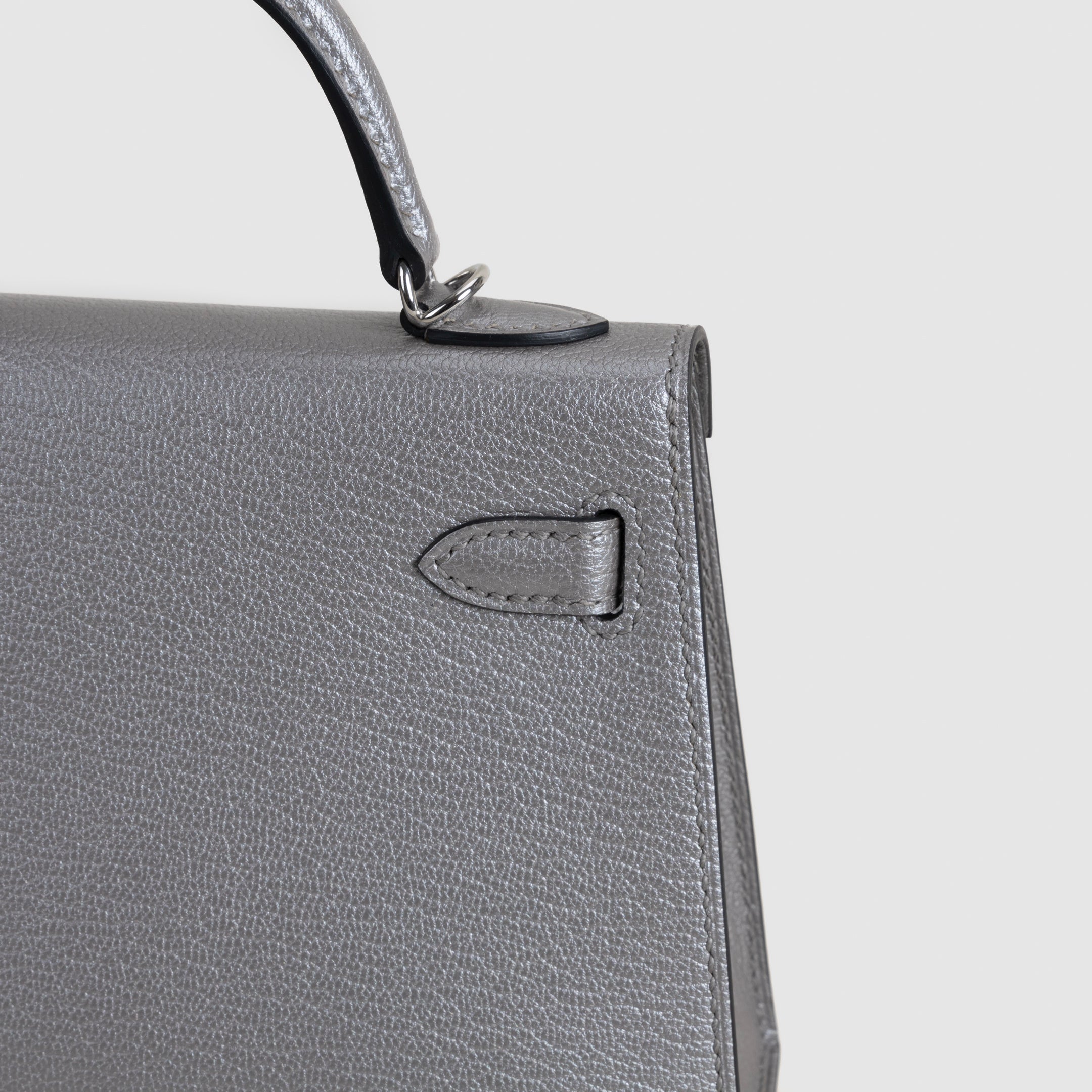 MINI KELLY II (20) CHAMKILLIGHT CHÈVRE LEATHER GRIS ARGENTE WITH PALLADIUM HARDWARE (PHW)