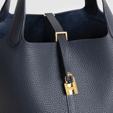 PICOTIN 22 LOCK CLEMENCE LEATHER BLEU NUIT WITH GOLD HARDWARE (GHW)