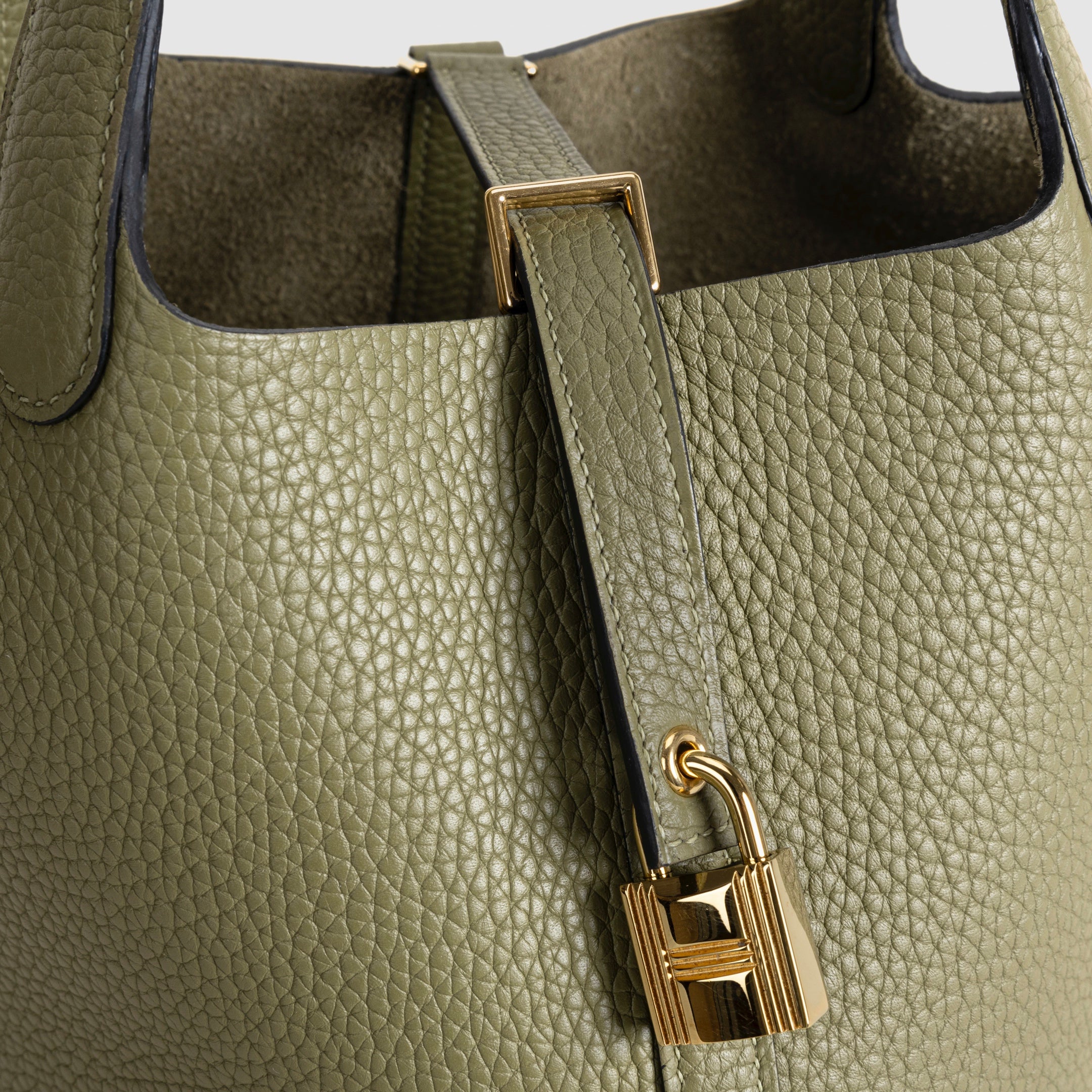 PICOTIN 18 LOCK CLEMENCE LEATHER VERT OLIVE WITH GOLD HARDWARE (GHW)