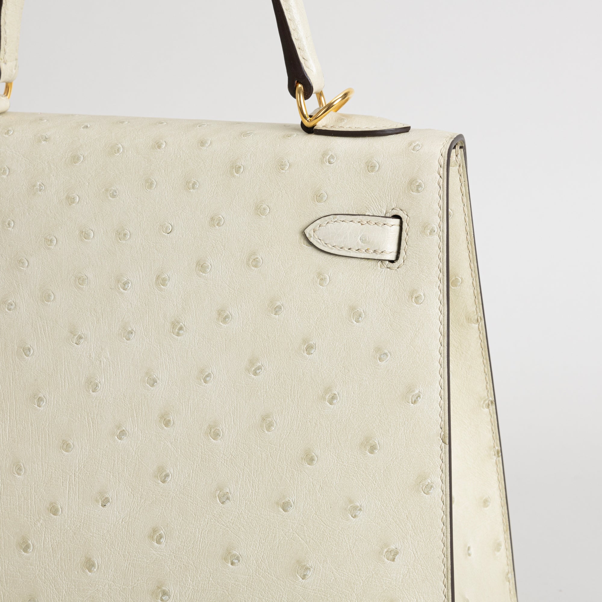 KELLY 25 OSTRICH LEATHER PARCHEMIN WITH GOLD HARDWARE (GHW)