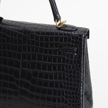KELLY 25 MATTE POROSUS CROCODILE LEATHER NOIR (BLACK) WITH GOLD HARDWARE (GHW)