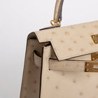 MINI KELLY II (20) OSTRICH LEATHER PARCHEMIN WITH GOLD HARDWARE (GHW)