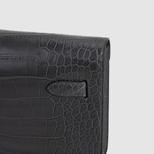 KELLY DEPECHES 25 MATTE MISSISSIPPIENSIS ALLIGATOR LEATHER GRAPHITE WITH PALLADIUM HARDWARE (PHW)