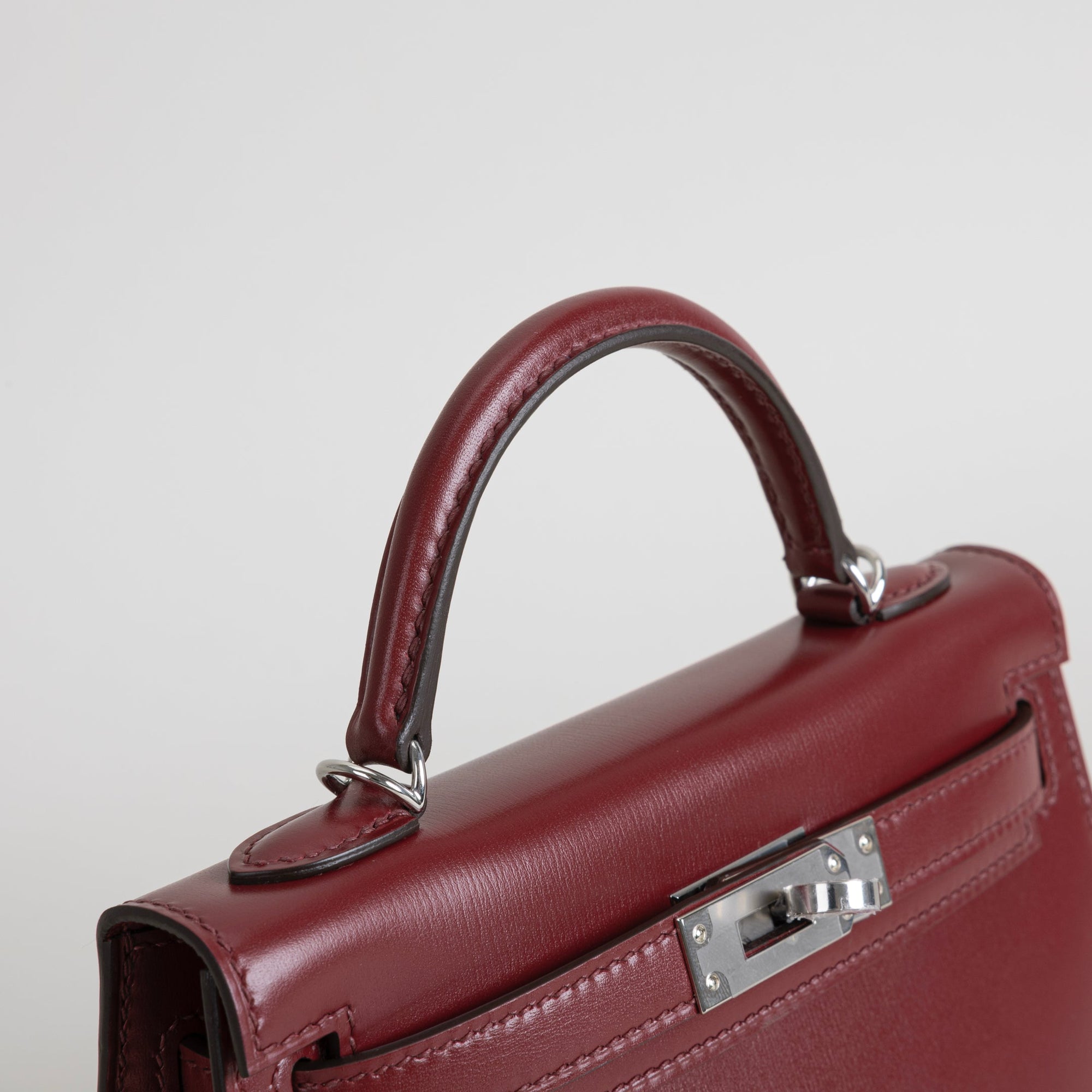 MINI KELLY II (20) BOX CALF LEATHER ROUGE H WITH PALLADIUM HARDWARE (PHW)