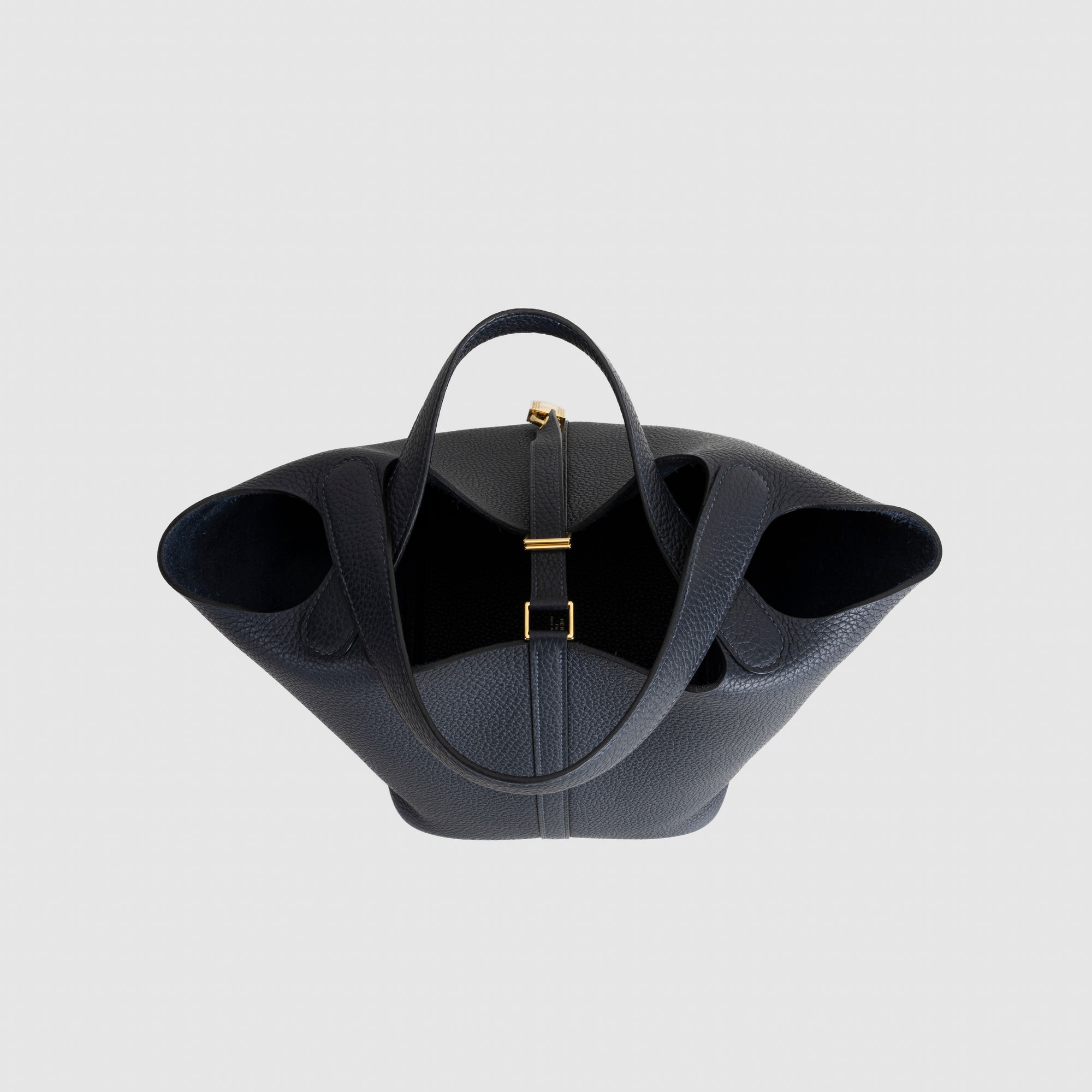 PICOTIN 22 LOCK CLEMENCE LEATHER BLEU NUIT WITH GOLD HARDWARE (GHW)