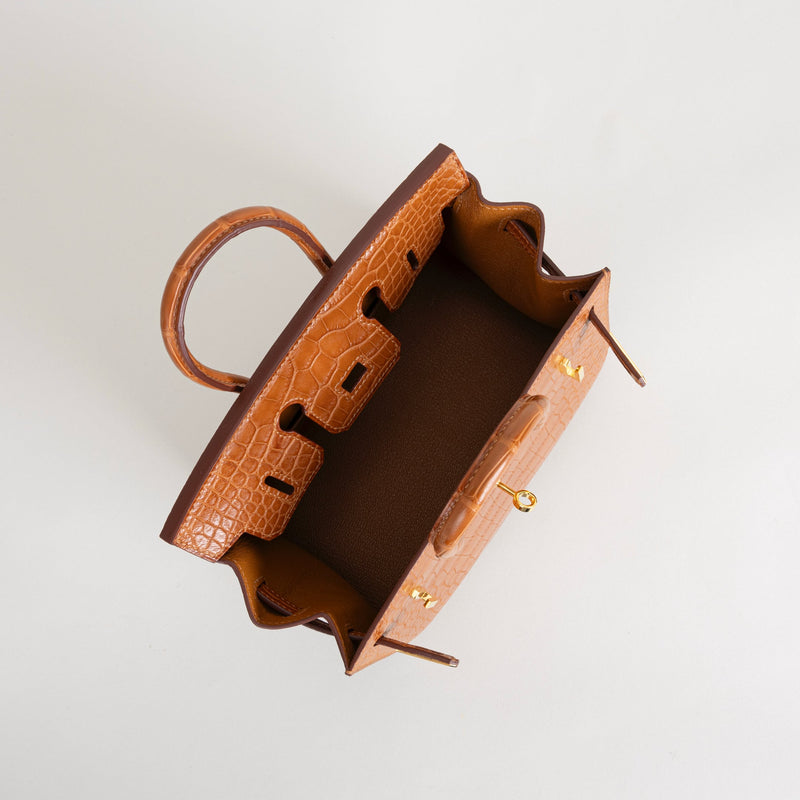 BIRKIN 20 (SELLIER SHAPE) MATTE MISSISSIPPIENSIS ALLIGATOR LEATHER GOLD WITH GOLD HARDWARE (GHW)