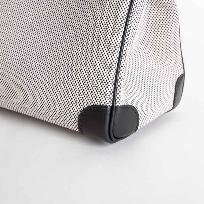 BIRKIN 25 ECRU TOILE SWIFT LEATHER NOIR (BLACK) WITH PALLADIUM HARDWARE (PHW)