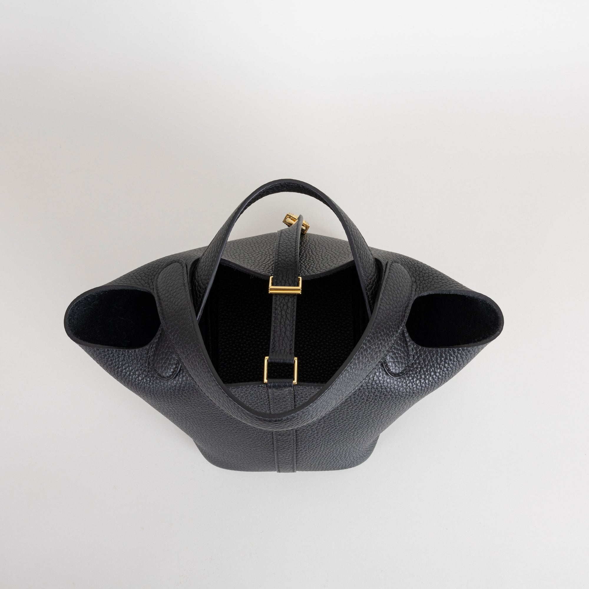 PICOTIN 18 LOCK CLEMENCE LEATHER NOIR (BLACK) WITH GOLD HARDWARE (GHW)