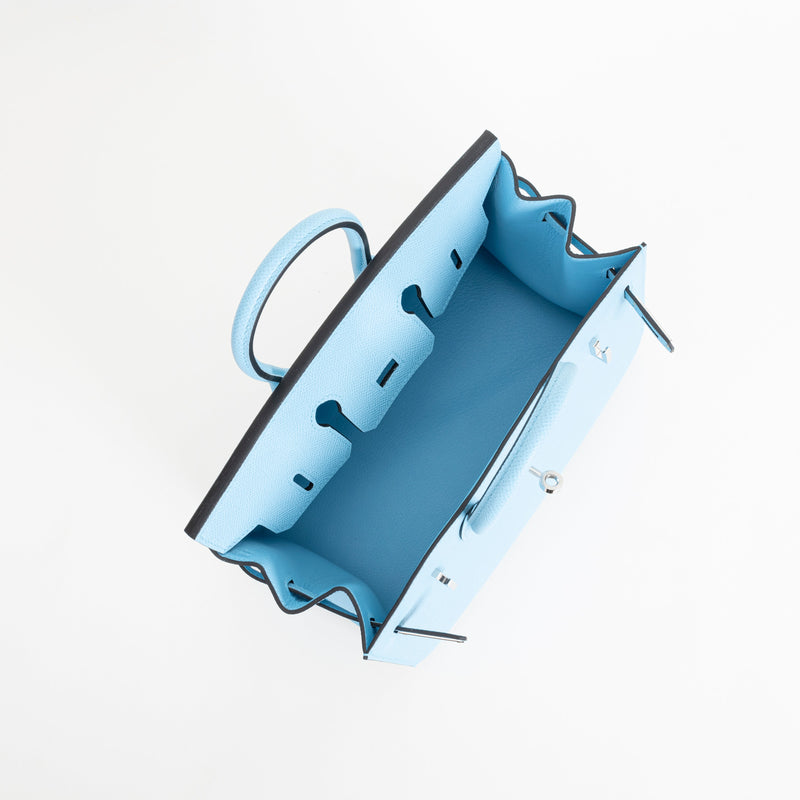 BIRKIN 25 EPSOM LEATHER (SELLIER SHAPE) CELESTE WITH PALLADIUM HARDWARE (PHW)