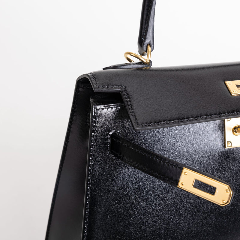 KELLY 25 BLACK BOX CALF LEATHER WITH GOLD HARDWARE (GHW)