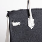 BIRKIN 25 TOGO LEATHER HORSESHOE STAMP (HSS) BI-COLOR NOIR (BLACK) & WHITE WITH GOLD HARDWARE (GHW)