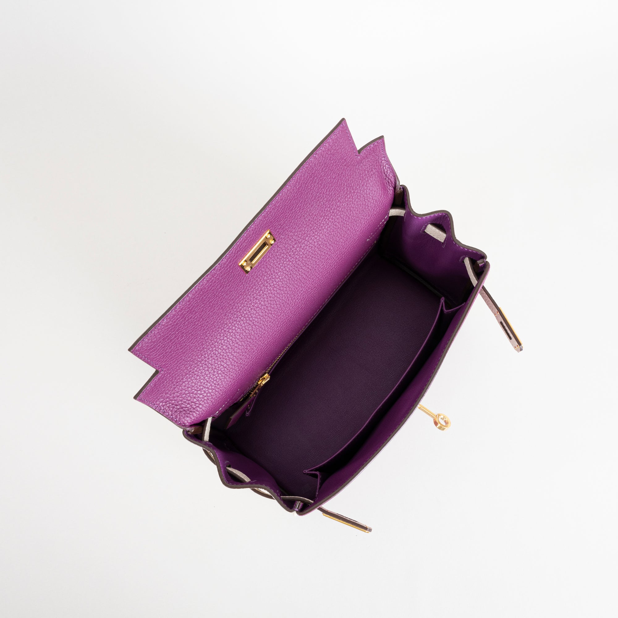 KELLY 25 TOGO LEATHER HORSESHOE STAMP (HSS) BI-COLOR ANEMONE & CRAIE WITH GOLD HARDWARE (GHW)