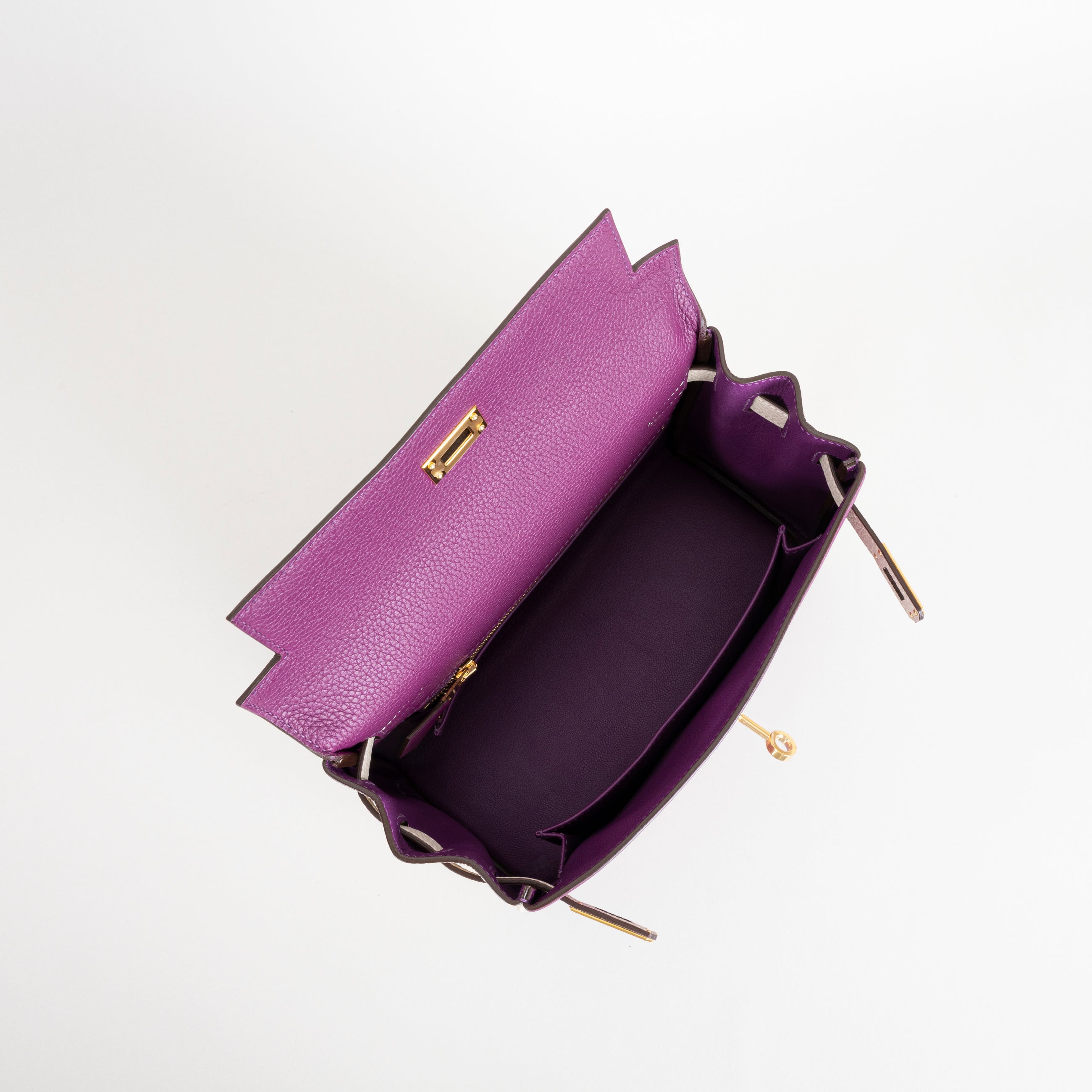 KELLY 25 TOGO LEATHER HORSESHOE STAMP (HSS) BI-COLOR ANEMONE & CRAIE WITH GOLD HARDWARE (GHW)