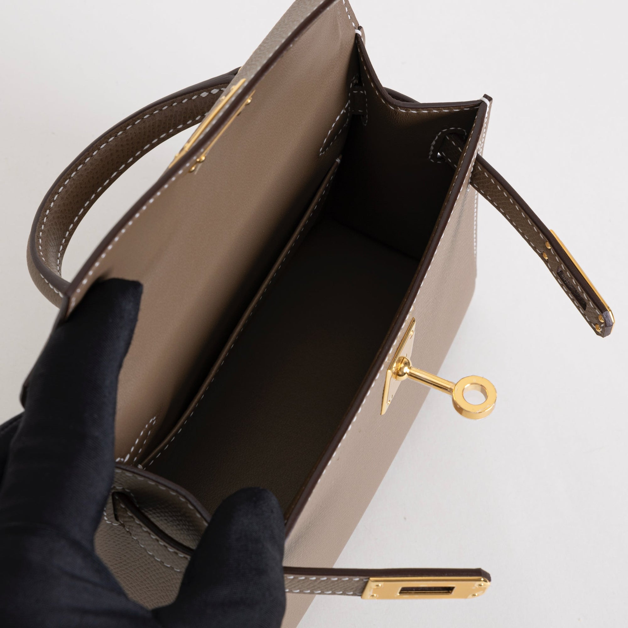 MINI KELLY II (20) EPSOM LEATHER ETOUPE WITH GOLD HARDWARE (GHW)