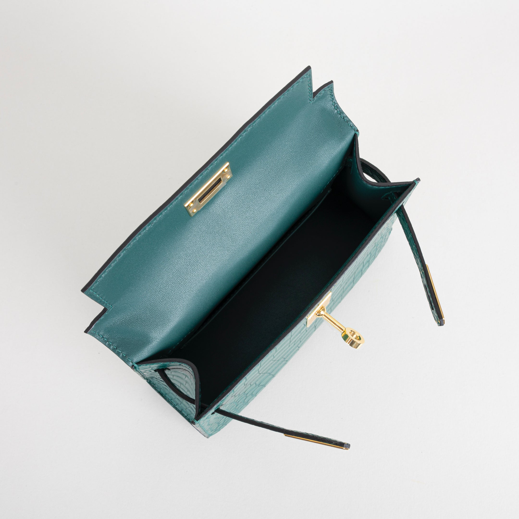 MINI KELLY II (20) MATTE MISSISSIPPIENSIS ALLIGATOR LEATHER MALACHITE WITH GOLD HARDWARE (GHW)