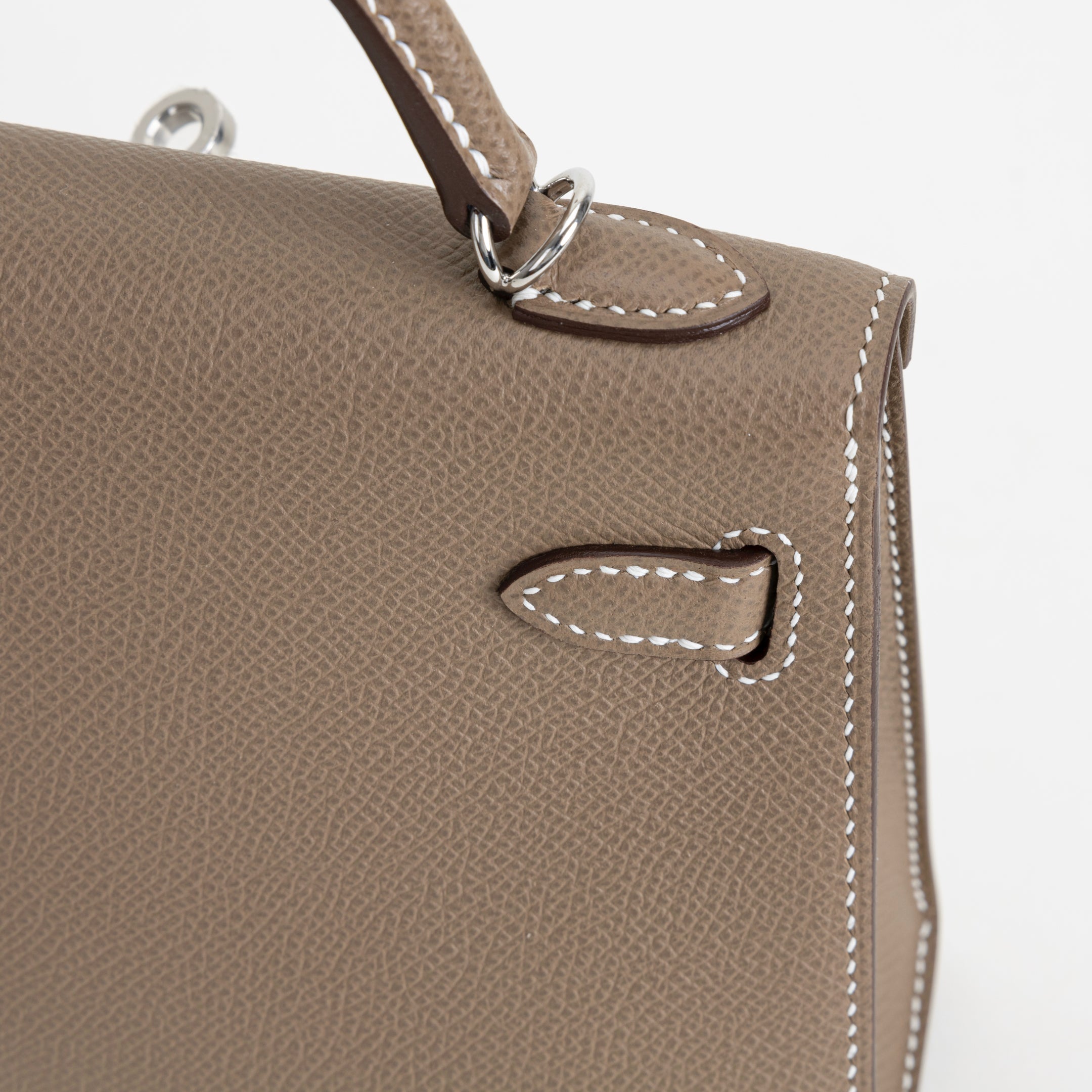 MINI KELLY II (20) EPSOM LEATHER ETOUPE WITH PALLADIUM HARDWARE (PHW)