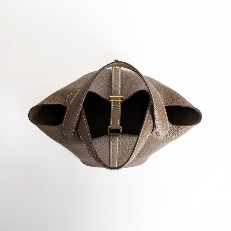 PICOTIN 18 LOCK CLEMENCE LEATHER ETOUPE WITH GOLD HARDWARE (GHW)