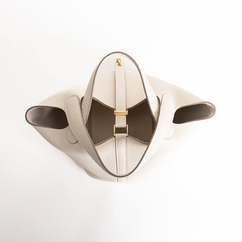 PICOTIN 18 LOCK CLEMENCE LEATHER CRAIE WITH GOLD HARDWARE (GHW)