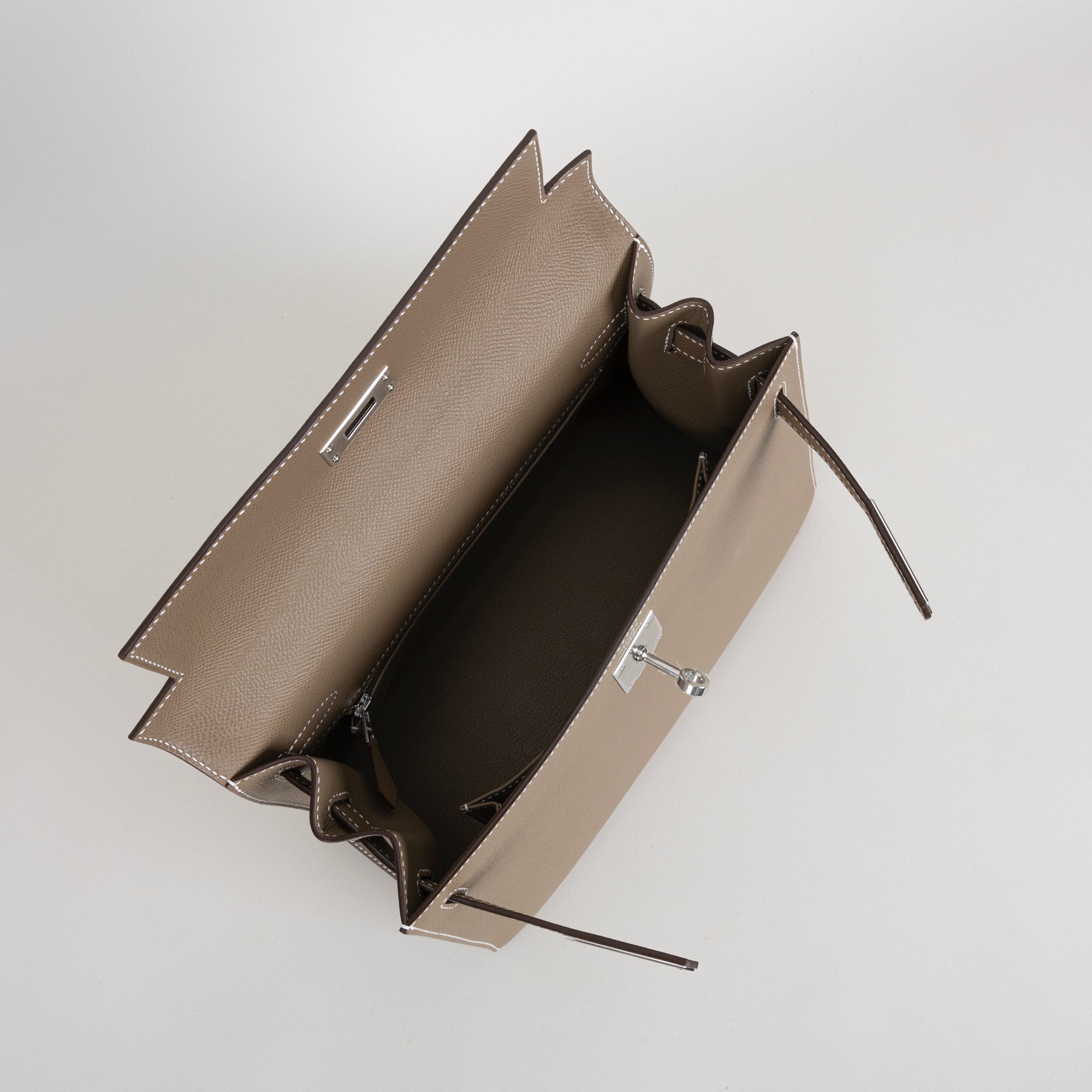 KELLY 28 EPSOM LEATHER ETOUPE WITH PALLADIUM HARDWARE (PHW)